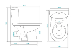 Унитаз-компакт Santek Анимо  с сидением стандарт схема