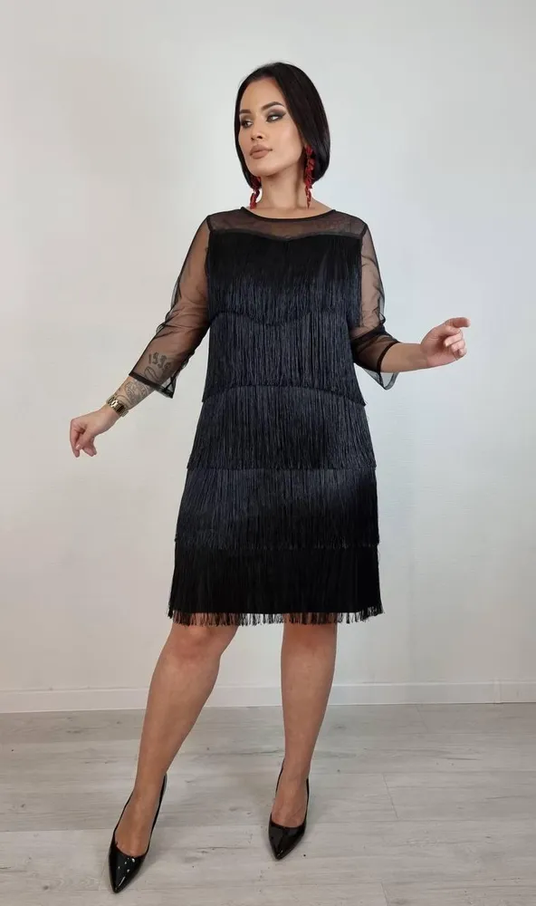 Платье с бахромой 03456 Фабрика Моды
