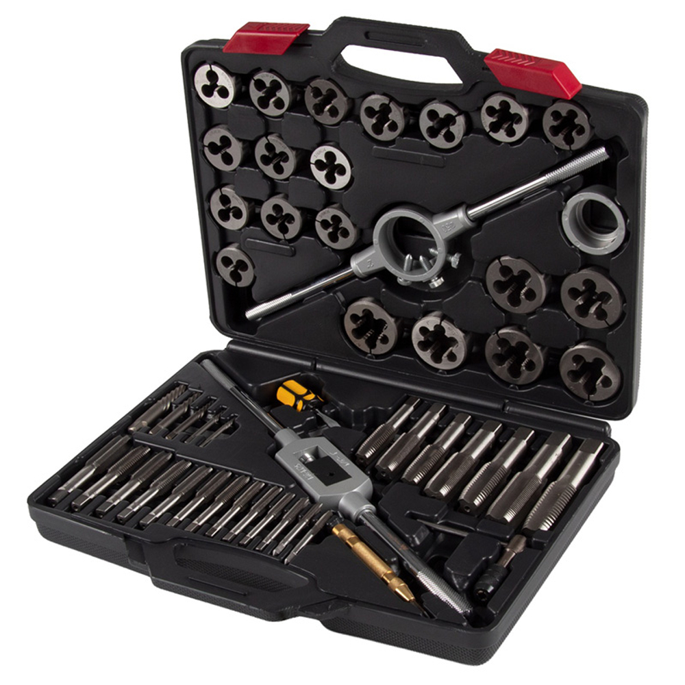 МАСТАК (351-10051CP) Набор метчиков и плашек SK-5 1/4"-1", кейс, 51 предмет, в комплекте набор пассатижей