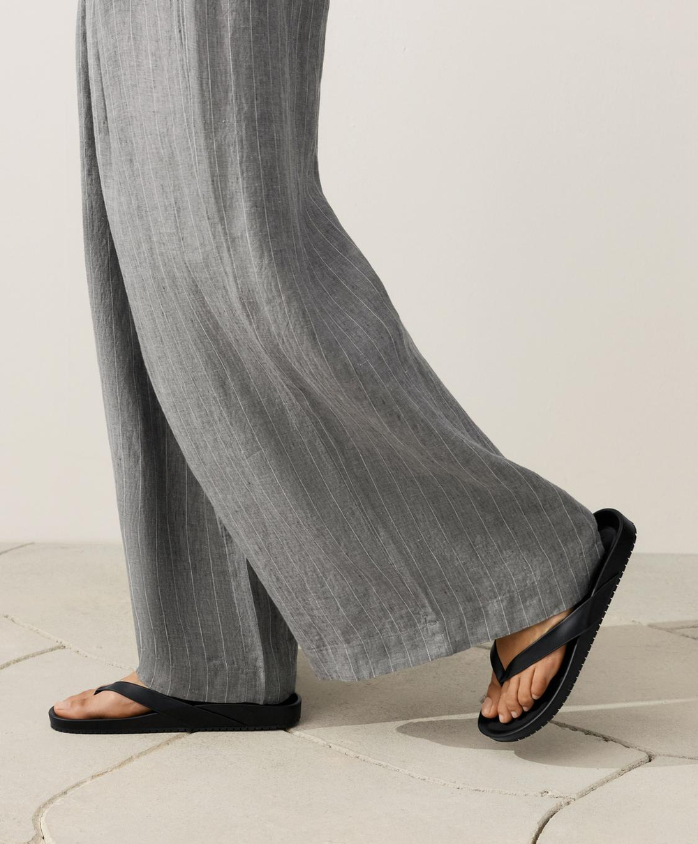 OYSHO Брюки с широкими штанинами из 100% льна, светло-серый