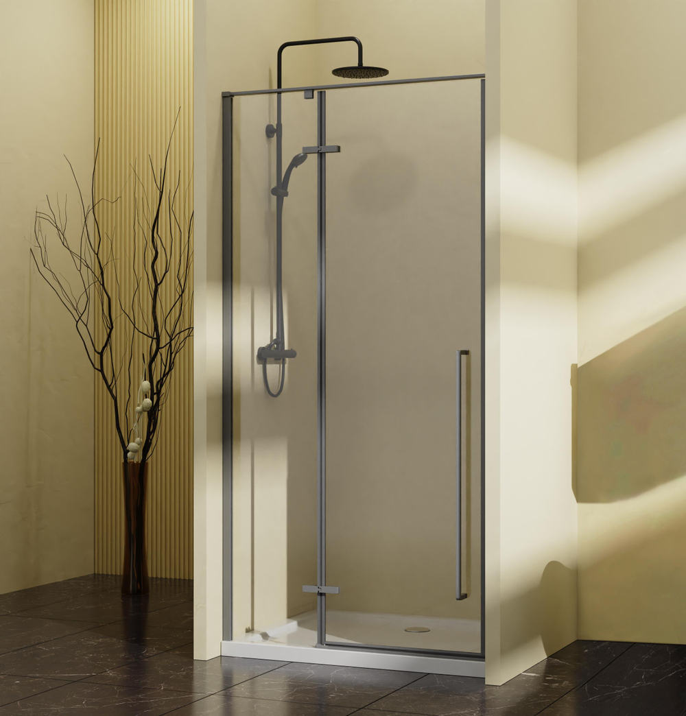 Душевая дверь Slim-N VDPH-5SN900CLGM, 900, вороненая сталь, стекло прозрачное