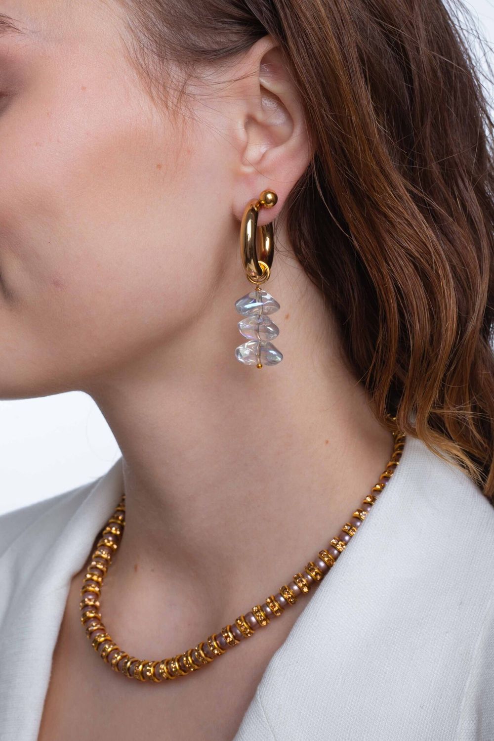 Подвеска из 3-х мятых бусин