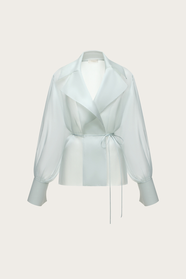 БЛУЗА ИЗ ЖЕМЧУЖНО-СЕРОЙ ОРГАНЗЫ