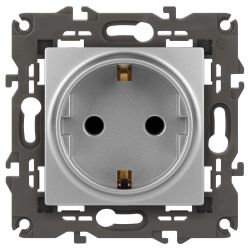 Розетка ЭРА Elegance 14-2102-03 с заземлением 2P+E Schuko со шторками 16A-250В IP20 алюминий