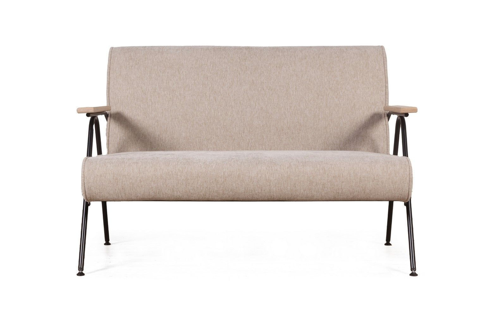 Andy диван двухместный с деревянными подлокотниками, шенилл Shantal beige