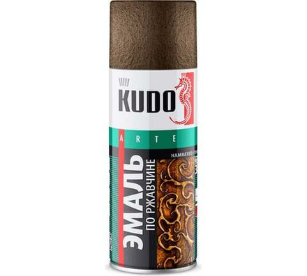 Эмаль молотковая по ржавчине черная медь (аэро) (0,52л) KUDO