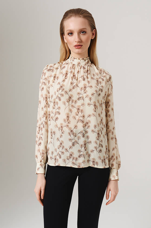 23165 Блузка женская (сливочный принт)