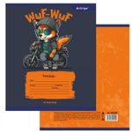 Тетрадь 12л., клетка, Alingar, скрепка, блок офсет, 100% белизна, мелованный картон (стандарт), "Wuf. Dogs"