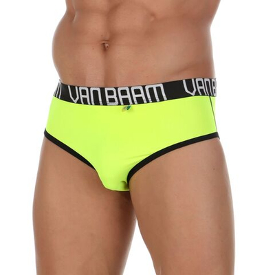Яркие неоновые трусы-брифы из модального полотна (Размер: XL) (Цвет: салатовый)