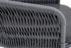 "Бордо" стул барный плетеный из роупа (колос), каркас из стали серый (RAL7022) муар, роуп серый 15мм, ткань темно-серая 027