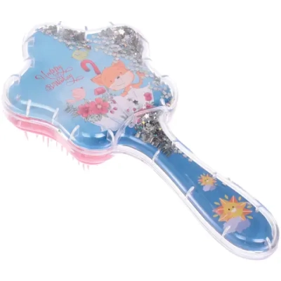 Расческа массажная детская «Gloria», Лисенок, цвет голубой, на подвесе, 17*8см