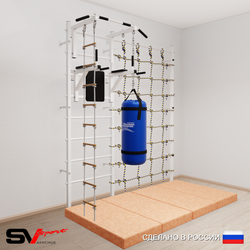Шведская стенка Sv Sport усиленная 67260 (Турник стандарт/Брусья/Лестница/Цепь/Мешок 22кг/Мат 2м/Канатный лаз)