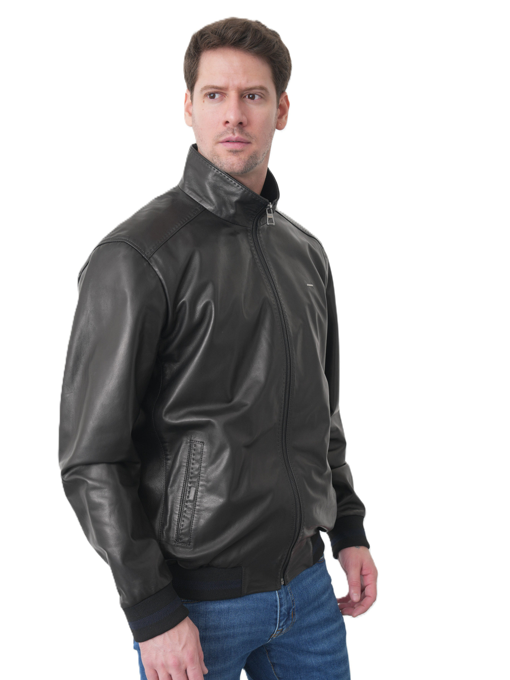 KHIMEONE Мужская кожаная демисезонная куртка (натуральная кожа наппа)