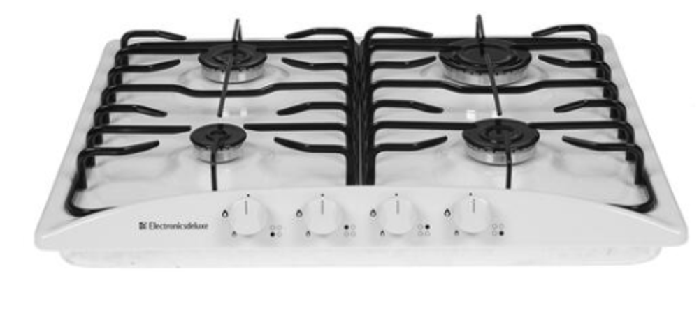 Поверхность варочная  ДеЛюкс 5840.01-002 (белая эмаль,стальные решетки 58*50) Россия(Распродажа)