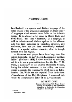 A grammar of the Kashmīrī language. as spoken in the valley of Kashmīr, North India | Thomas Russell Wade