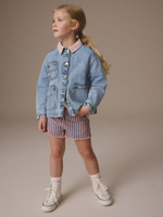 Куртка джинсовая с воротником для девочки Next E25-211, Синий, Розовый