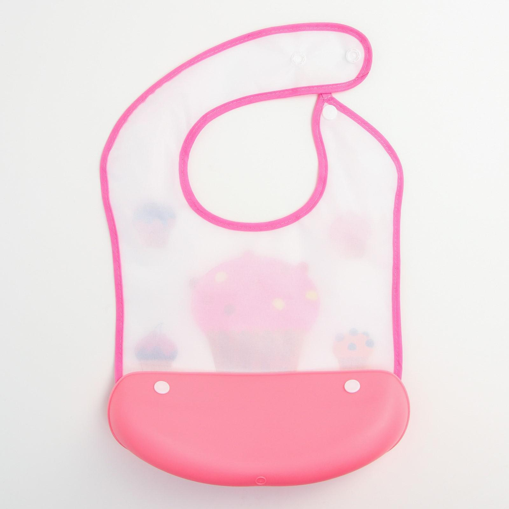 5531396 Нагрудник детский непромокаемый, с карманом «Пирожное»