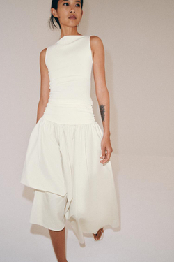 ZARA ОБЪЕМНАЯ КОМБИНИРОВАННАЯ ЮБКА, ЭКРЮ