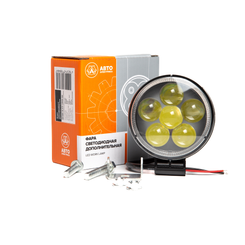 Фара светодиодная дополнительная, круглая 110*70*150, направленный свет, 6 диодов, линзованная, крепление по центру, 18 Вт, 10-30 В