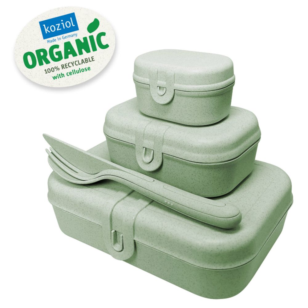Koziol Набор из 3 ланч-боксов и столовых приборов PASCAL Organic зеленый