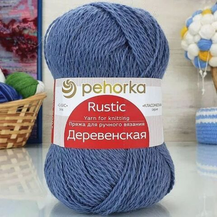 Деревенская пряжа Пехорка 100% полугрубая шерсть 5х100г/250м 174 стальной