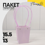 Пакет подарочный 15,5х13х9,5 Ваза для цветов (Сиреневый)