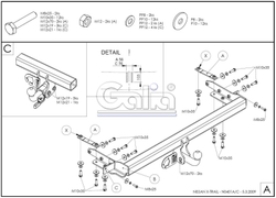 Фаркоп оцинкованный Galia N040C для Nissan X-Trail 2001-2007(паспорт и сертификат в комплекте)(без электрики)