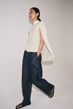 ZARA РУБАШКА-КЕЙП С РАЗРЕЗАМИ ZW COLLECTION, ЭКРЮ