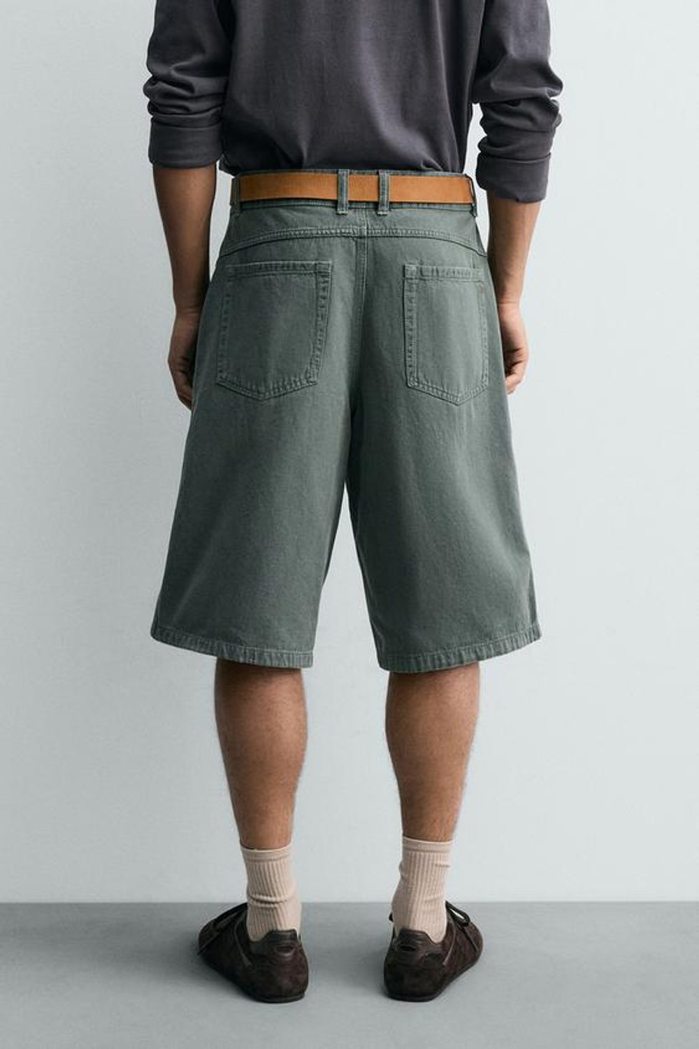 ZARA ЖОРТЫ RELAXED FIT, ЦВЕТ МОРСКОЙ ВОЛНЫ