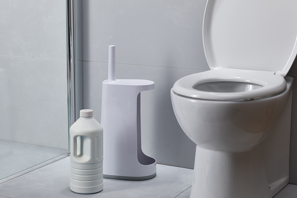 Ершик для унитаза с отсеком для хранения flex, бело-серый