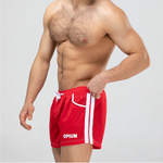 Мужские короткие шорты из быстросохнущего перфорированного материала (Размер: L) (Цвет: красный)