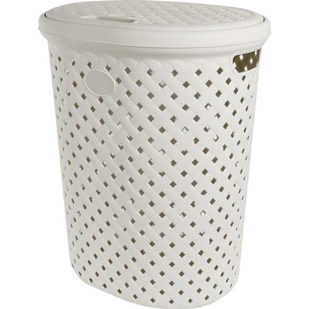 Корзина для белья 42л Plast Team Rattan молочный туман