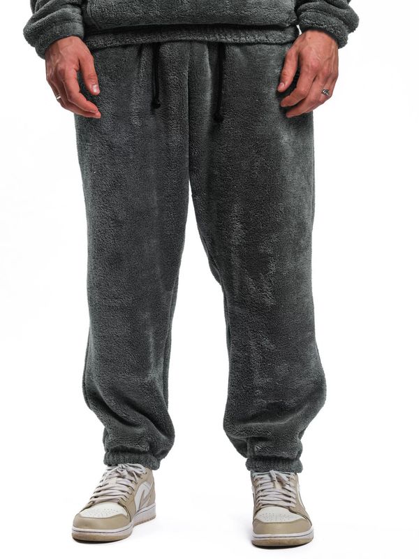 Брюки плюшевые темно-серые - фото 2