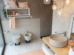 Биде подвесное AeT Dot 2.0, с креплениями, с 1-м отв. отверстием смеситель, цвет бежевый матовый