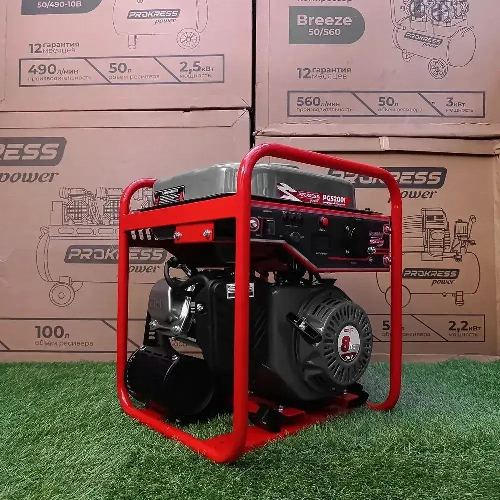 Генератор инверторный PROKRESS POWER PG5200i (3,8/4,1кВт, 9.6л, 25кг, ручной пуск) открытый