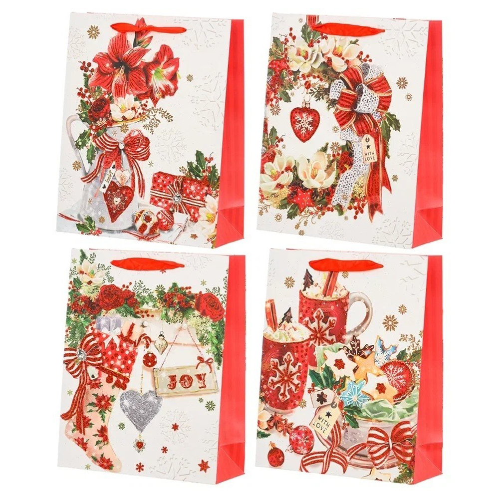 Подарочный пакет Basir, серия "Зима", бумажный, цветной с рисунком ассорти, размер 26*10*32 см