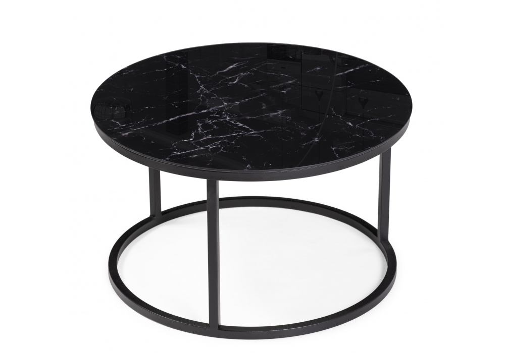 Журнальный стол Woodville Плумерия черный мрамор, черный