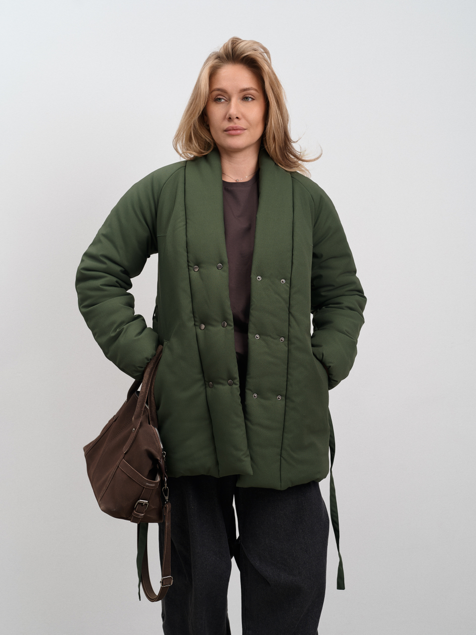 Куртка женская демисезонная " Кимоно Офис" хаки