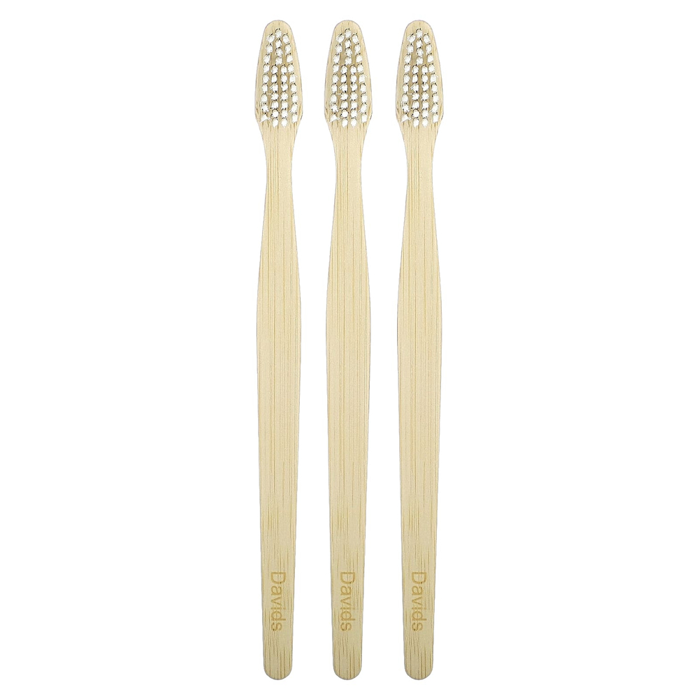 Davids, премиальный бамбуковый зубная щетка, мягкая, для взрослых, 3 шт.