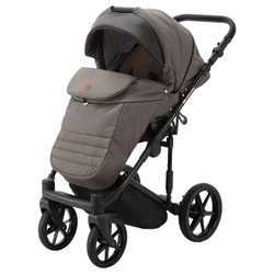 Детская коляска Adamex Amelia 2 в 1 AM244-TIP (ШОКОЛАД.ТК.+ЧЁРН. КОЖА)