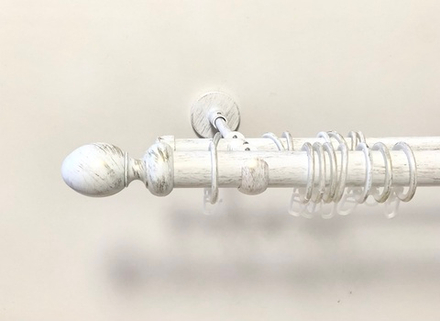 Карниз кованый для штор Адель d 25/16 двухрядный, цвет белое золото