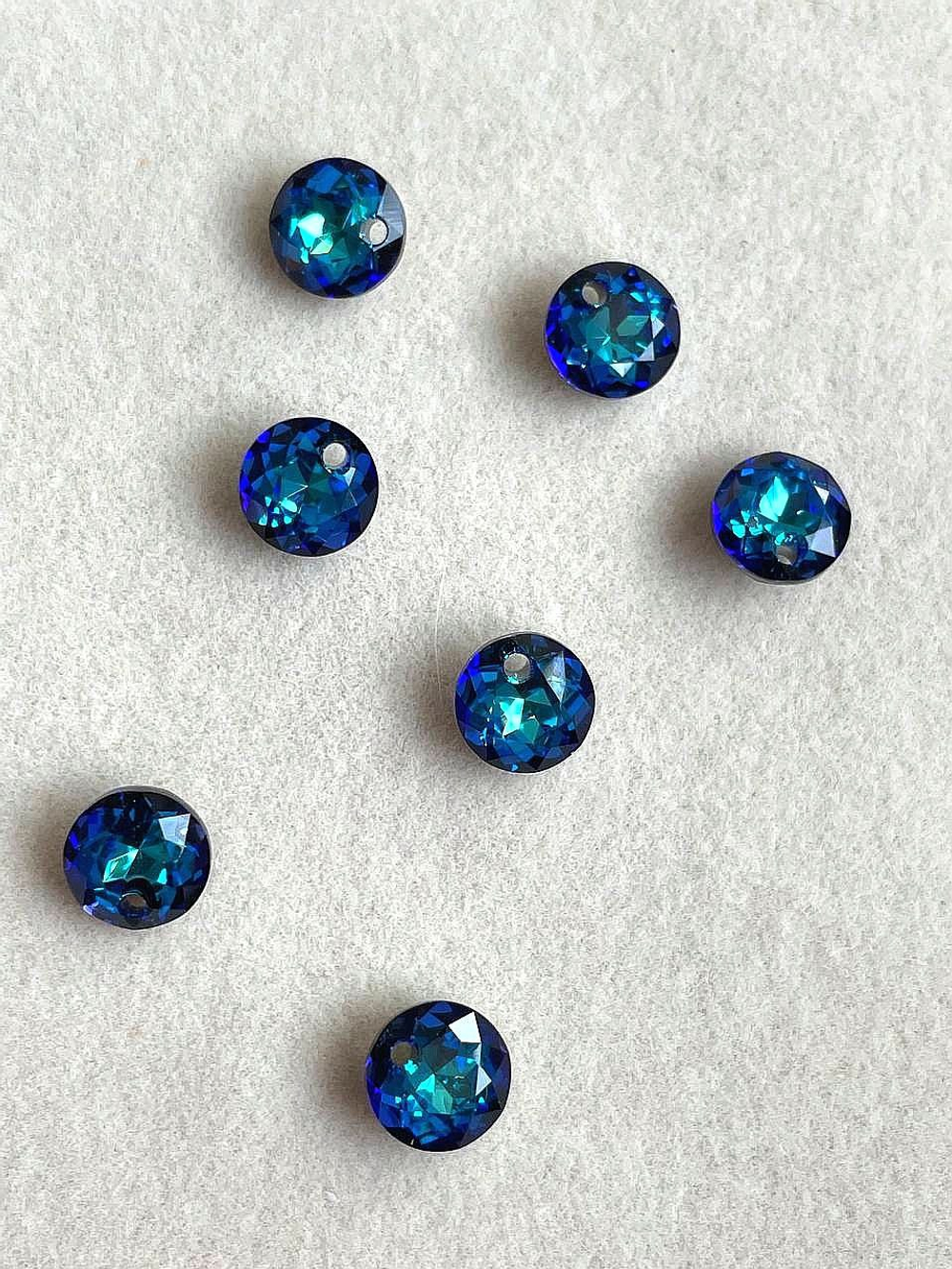 6430-8 bbl Кристалл-подвеска "Круг" 8мм bermuda blue сине-зеленый