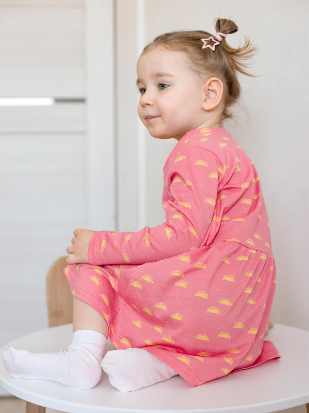 Платье с длинным рукавом Mjölk Солнышки розовые