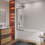 Душевая шторка на ванну CEZARES SLIDER-FIX-VF-11-90/150-C-GM с фиксированным креплением одной створки