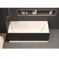 Акриловая ванна WHITECROSS Wave Slim, встраиваемая, белая, с каркасом