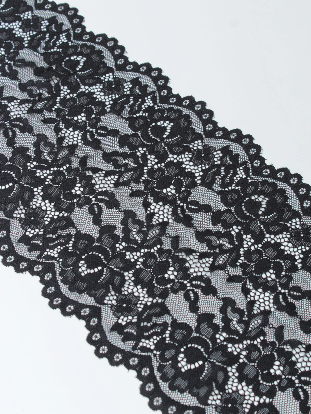 Эластичное кружево черное ширина 22 см ОТРЕЗЫ