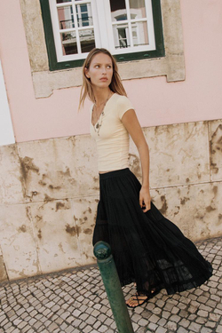 ZARA АСИММЕТРИЧНАЯ ЮБКА МИДИ, ЧЕРНЫЙ
