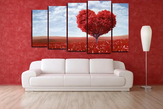 Модульная картина "Красное дерево любви"