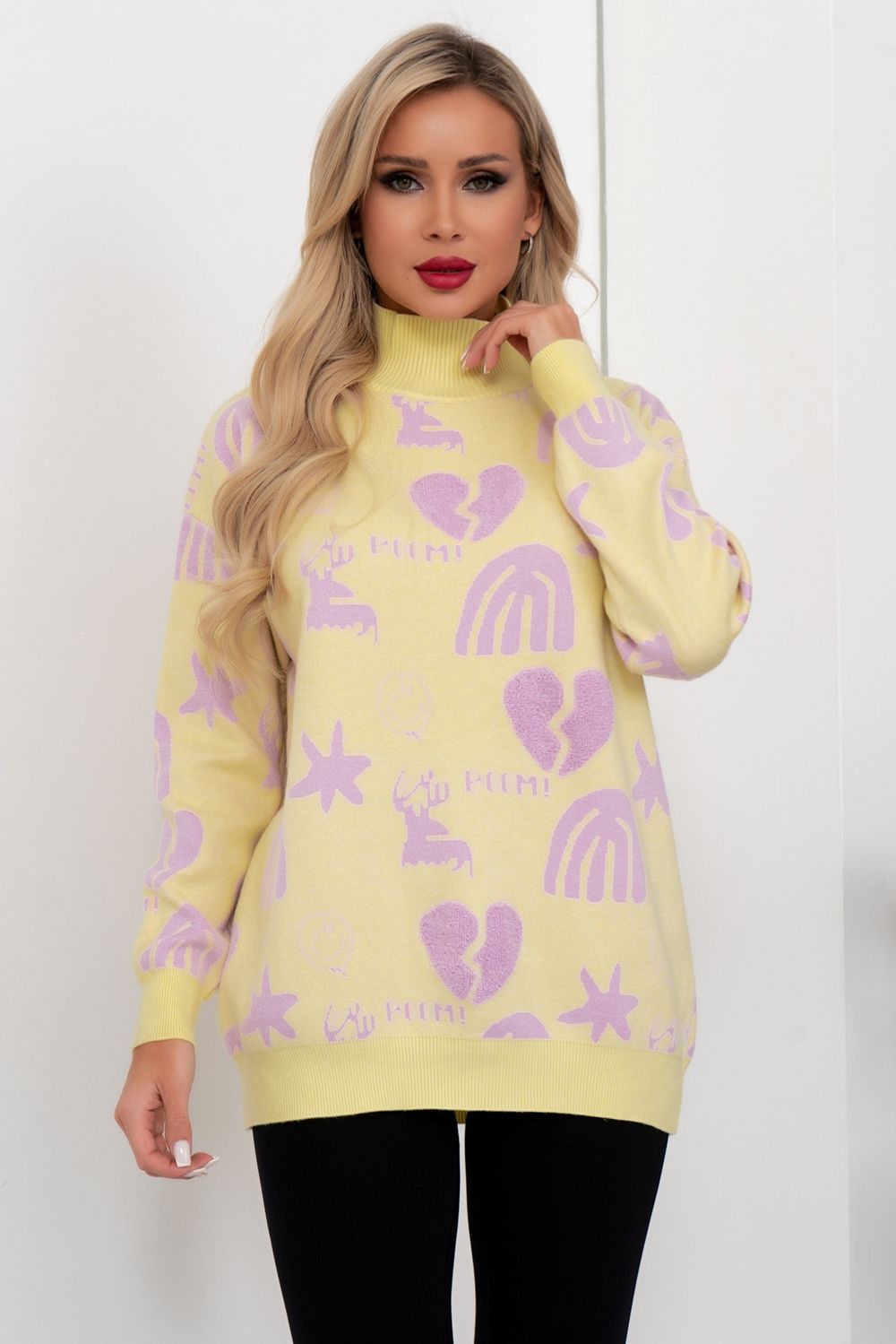 Джемпер (желтый/принт) Б11-256/3 Nikol (Акция)