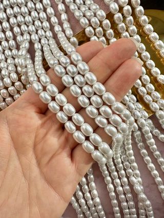 "Жемчуг рис" 6х8мм, "Майорка. Имитация" (нить)